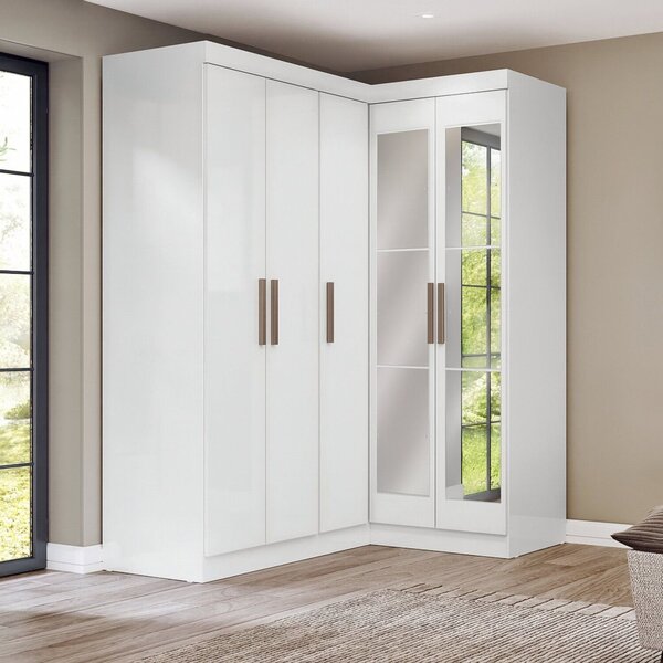 Guarda-roupa Modulação 2 Portas Com Espelho Paris Branco