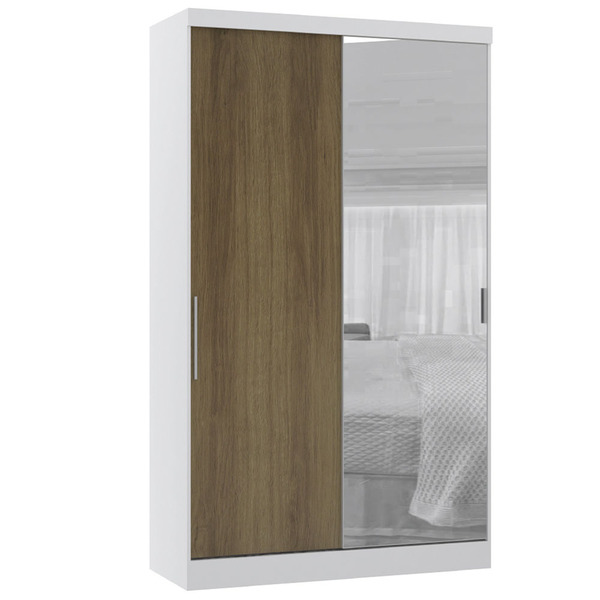 Guarda Roupa Modulado 134,50cm 2 Portas De Correr Com Espelho
