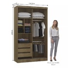 Guarda Roupa Modulado 134 50cm 2 Portas De Correr Com Espelho