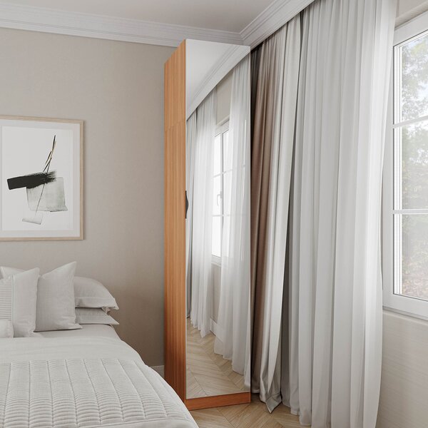 Guarda Roupa Modulado 1 Porta Com Espelho 6 Prateleiras Hera