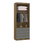 Guarda-Roupa Modulado 2 Portasde Abrir MDP Avelã 4 Gavetas 90x230x46,5 Milano Luciane