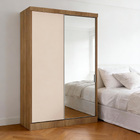 Guarda-Roupa Modulado Com Espelho 2 Portas de Correr 3 Gavetas MDP Avelã 134,5x230x54 Milano Luciane
