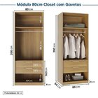 Guarda-roupa Modulado 2 Peças Sem Portas Jade Cabecasa Madeir