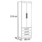Guarda Roupa Modulado 2 Portas 3 Gavetas 276 Slim Areia/jequi
