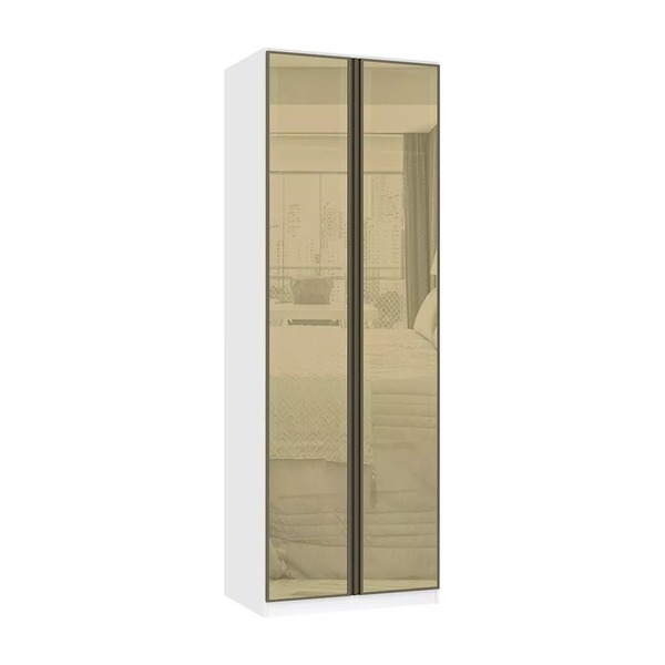 Guarda Roupa Modulado 2 Portas 3 Gavetas 80cm Com Vidro Refle