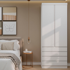 Guarda-Roupa Modulado 2 Portas de Abrir 4 Gavetas MDP Branco 230x90x46,5cm Milano Luciane