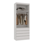 Guarda-Roupa Modulado 2 Portas de Abrir 4 Gavetas MDP Branco 230x90x46,5cm Milano Luciane