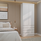 Guarda-Roupa Modulado 2 Portas de Abrir 4 Gavetas MDP Branco 230x90x46,5cm Milano Luciane
