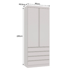 Guarda-Roupa Modulado 2 Portas de Abrir 4 Gavetas MDP Branco 230x90x46,5cm Milano Luciane