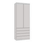 Guarda-Roupa Modulado 2 Portas de Abrir 4 Gavetas MDP Branco 230x90x46,5cm Milano Luciane