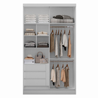 Guarda-Roupa Modulado Com Espelho 2 Portas de Correr 3 Gavetas MDP Branco 134,5x230x54 Milano Luciane