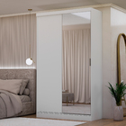 Guarda-Roupa Modulado Com Espelho 2 Portas de Correr 3 Gavetas MDP Branco 134,5x230x54 Milano Luciane