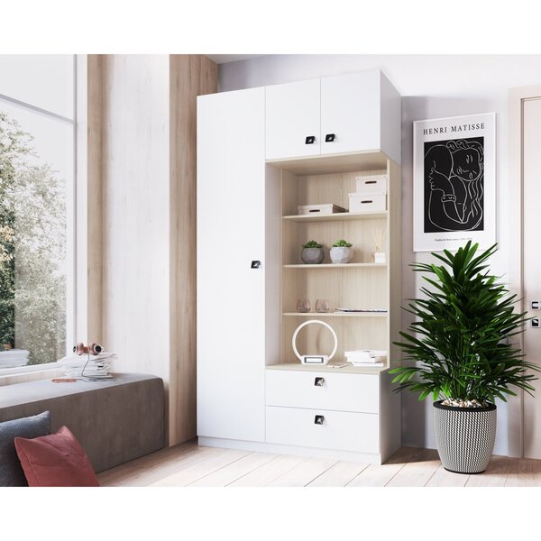 Guarda Roupa Modulado 3 Porta 2 Gavetas Free  Branco Tx/nature