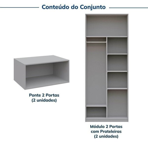 Guarda-roupa Modulado 4 Peças 8 Portas Jade Cabecasa