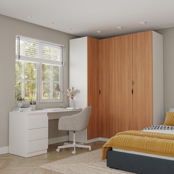 Guarda Roupa Modulado 4 Portas 3 Peças Com Escrivaninha Hera