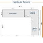 Guarda Roupa Modulado 4 Portas 3 Peças Com Escrivaninha Hera