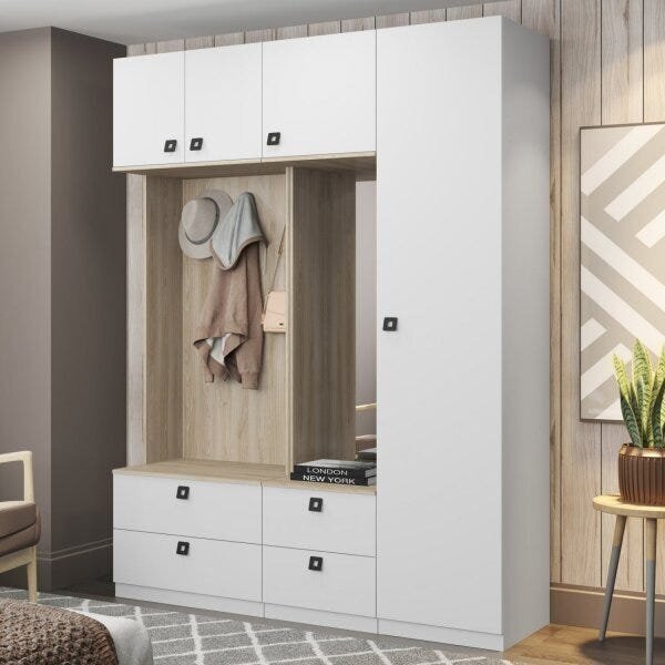 Guarda-roupa Modulado 4 Portas Com Espelho E 4 Gavetas Branco