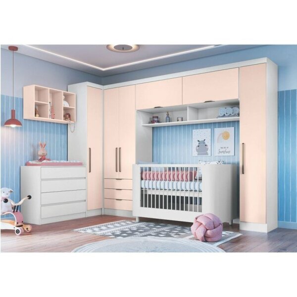Guarda Roupa Modulado 6 Peças Infinity  Branco Line/blush