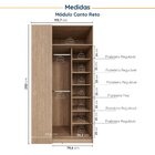 Guarda Roupa Modulado Canto 4 Peças Canto Nicho Com 2 Gavetas
