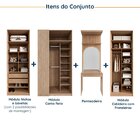 Guarda Roupa Modulado Canto 4 Peças Canto Nicho Com 2 Gavetas