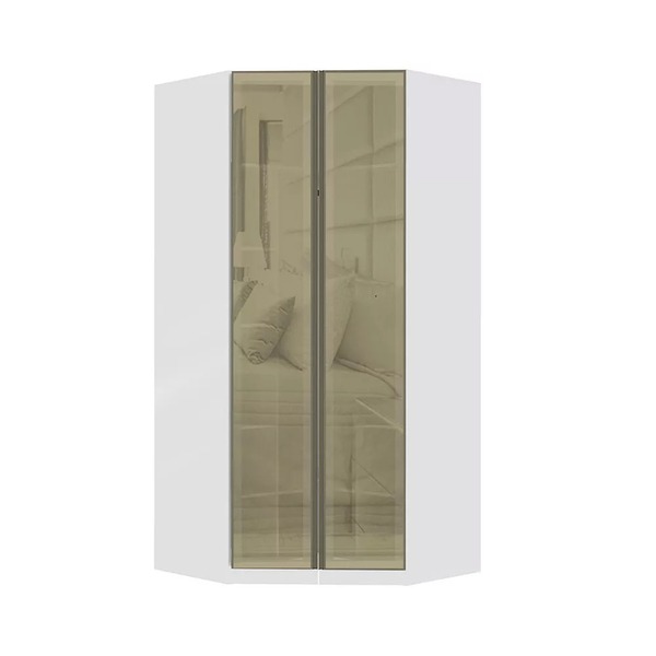 Guarda Roupa Modulado Canto Closet 2 Portas 111,9cm Com Vidro