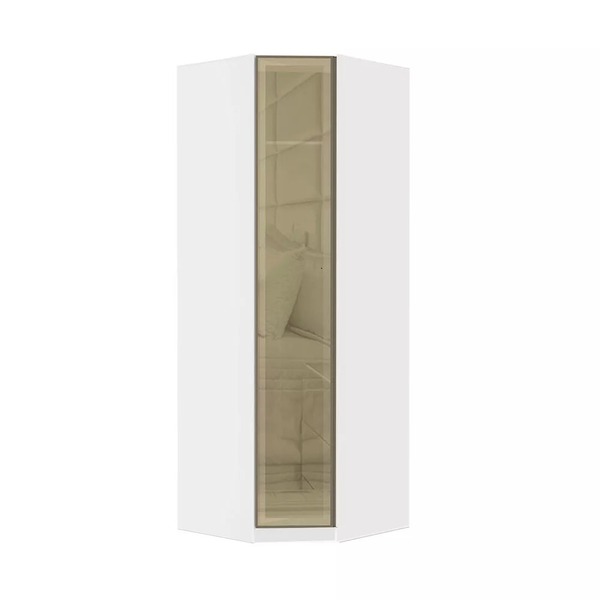 Guarda Roupa Modulado Canto Diagonal 1 Porta 83cm Com Vidro R
