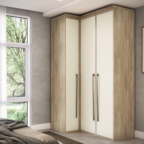 Guarda Roupa Modulado Canto Reto 3 Portas Mdf Lótus Carvalho/