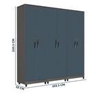 Guarda Roupa Modulado Casal 6 Portas 3 Peças Grafite Azul Del