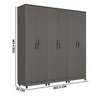 Guarda Roupa Modulado Casal 6 Portas 3 Peças Grafite Delta Fê