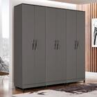 Guarda Roupa Modulado Casal 6 Portas 3 Peças Grafite Delta Fê