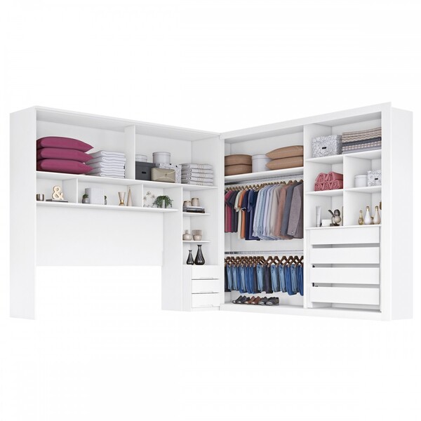 Guarda-roupa Modulado Casal Firenze Plus 4 Portas 7 Gavetas Branco
