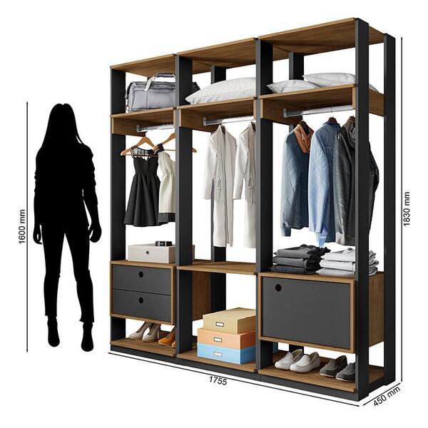 Guarda Roupa Modulado Closet Completo Titan - Pr Móveis