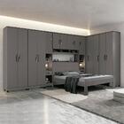 Guarda Roupa Modulado Com Cama Casal 8 Peças 14 Portas Grafit