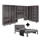 Guarda Roupa Modulado Com Cama Casal 8 Peças 14 Portas Grafit