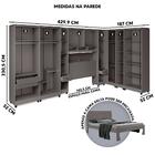 Guarda Roupa Modulado Com Cama Casal 8 Peças 14 Portas Grafit