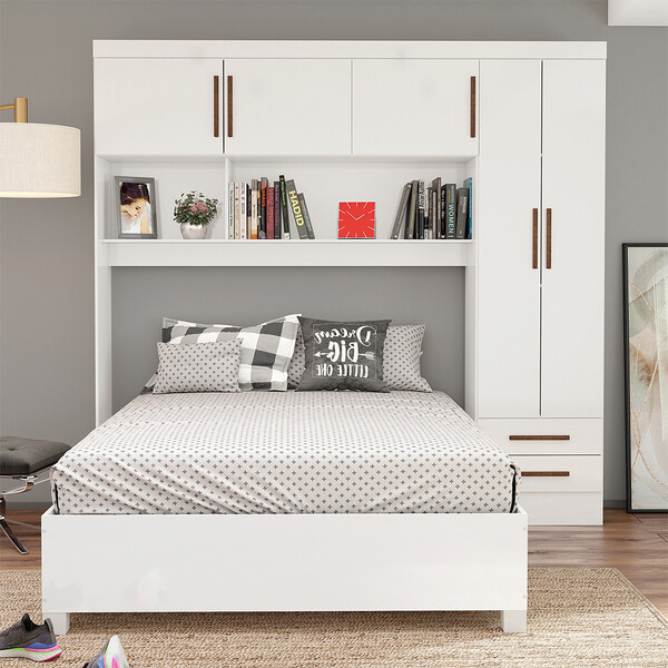 Guarda Roupa Modulado Com Cama Paris 5 Portas 2 Gavetas