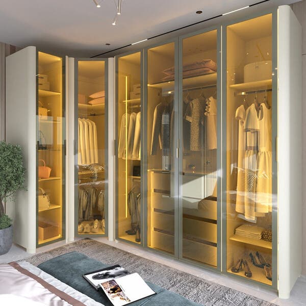 Guarda Roupa Modulado Com Led E Vidro Reflecta 6 Portas Com Pés Mdf ...
