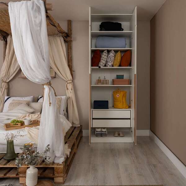 Guarda-roupa Modulado Com Maleiro E Prateleiras Tuyo 2 Pt Art