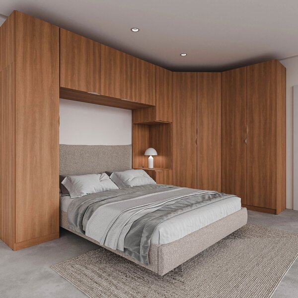 Guarda Roupa Modulado De Canto 10 Portas E 2 Mesas De Cabecei