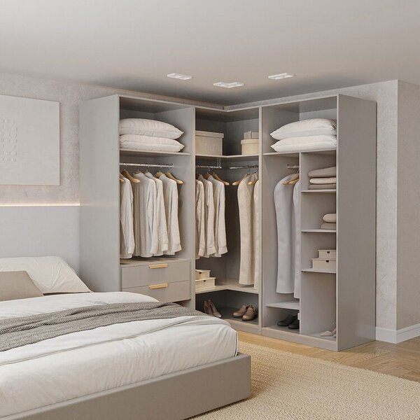 Guarda-roupa Modulado De Canto 3 Peças Sem Portas Jade Cabeca