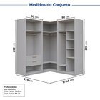 Guarda-roupa Modulado De Canto 3 Peças Sem Portas Jade Cabeca