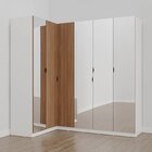 Guarda Roupa Modulado De Canto Com Espelho 6 Portas 3 Peças H