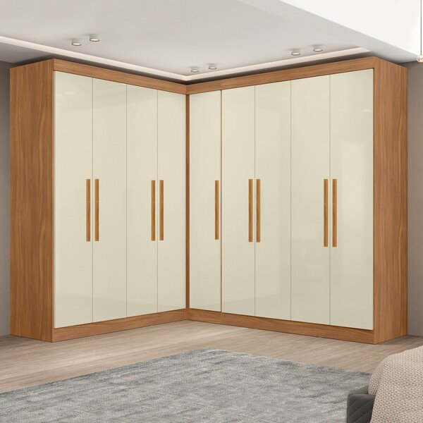 Guarda-roupa Modulado De Canto Com Puxadores Mdf Paris Cinamomo/off ...