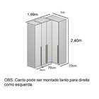 Guarda Roupa Modulado De Canto Reto 4 Portas Altezza Branco T