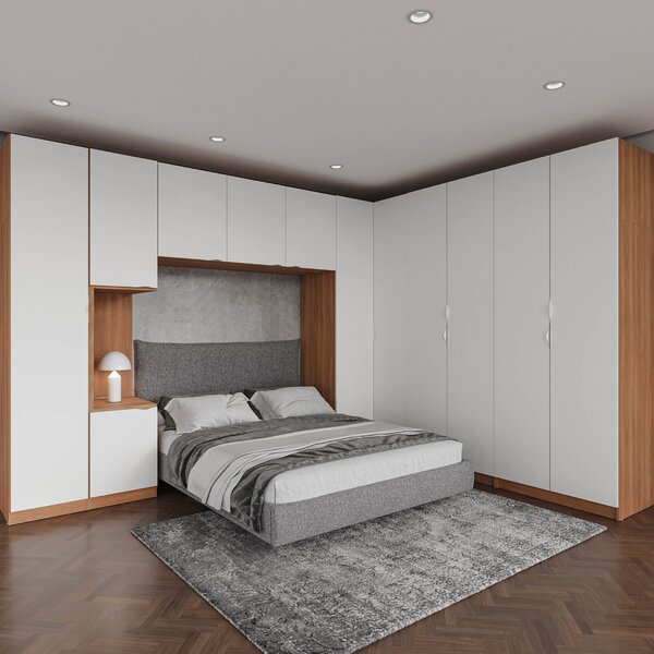 Guarda Roupa Modulado De Casal 12 Portas 6 Peças 1 Mesa De Ca