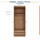 Guarda Roupa Modulado De Casal Com Espelho 12 Portas E 2 Cabe