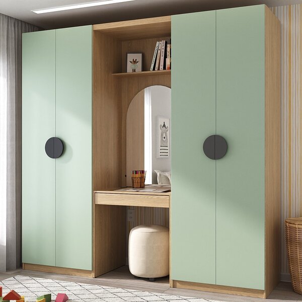 Guarda-roupa Modulado Infantil 3 Peças 4 Portas Com Espelho E