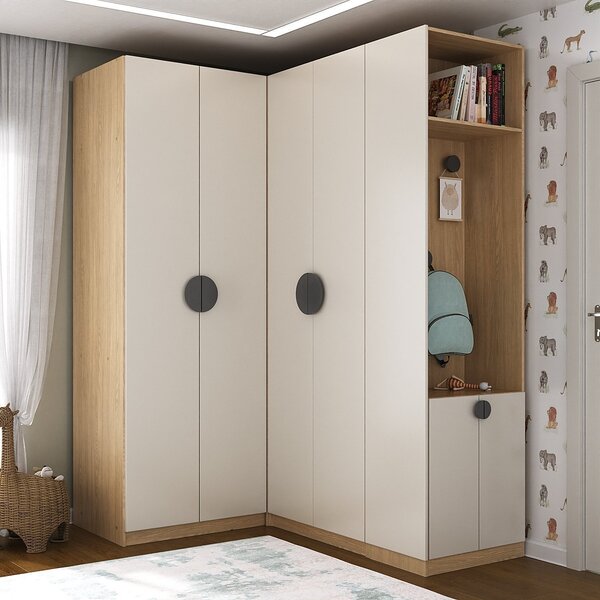 Guarda Roupa Modulado Infantil De Canto 6 Portas 2 Gavetas Jo