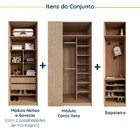 Guarda-roupa Modulado Joy 3 Peças Canto, Nicho Com 2 Gavetas