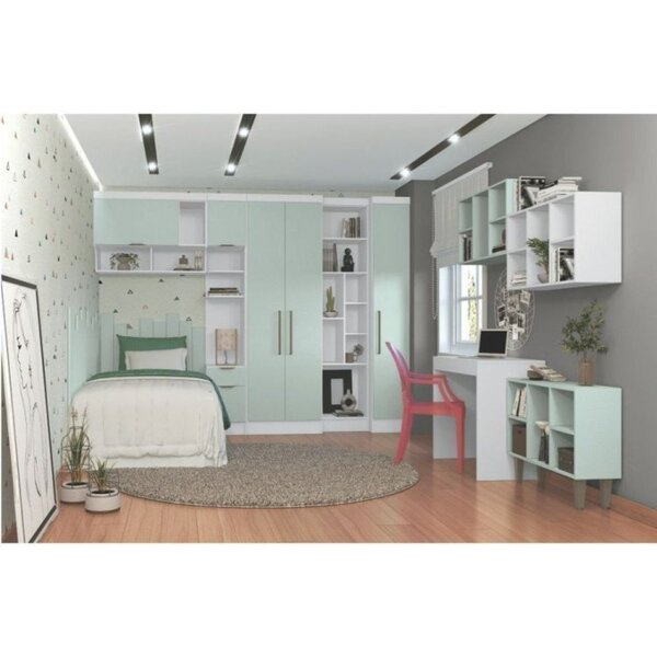 Guarda Roupa Modulado Juvenil 9 Peças Com Escrivaninha Ponte